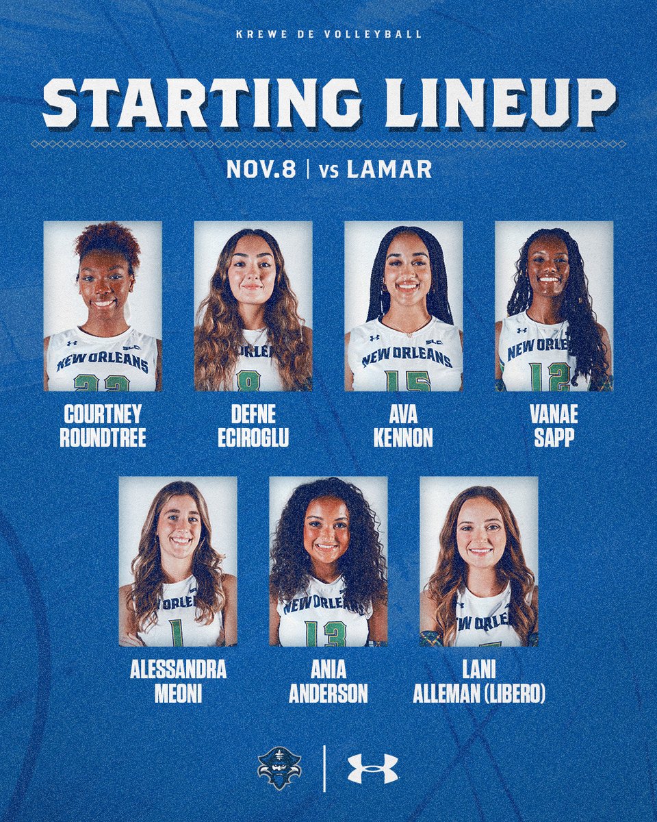PrivateersVB's tweet photo. We are ready for first serve! 

Our lineup against the Cardinals:

#NOLAsTeam ⚔️ #ChinUpCrownOn 👑 https://t.co/5bqqTI2JBp