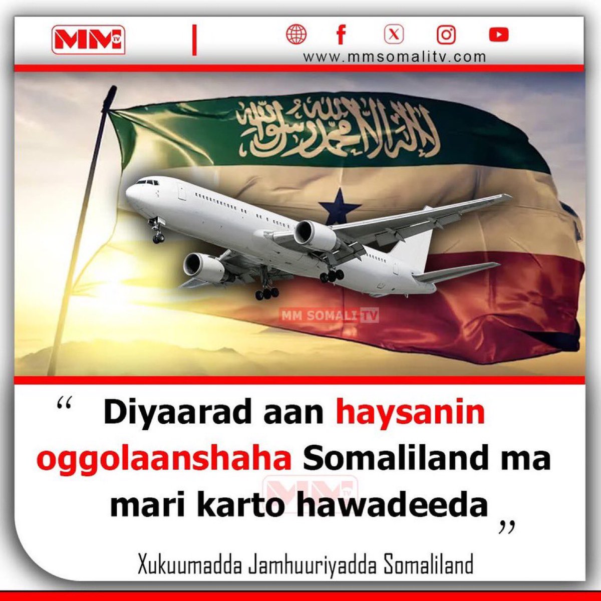 mari_ah's tweet photo. 🚨 Somaliland declares: No aircraft may enter or cross its airspace without prior authorization. #Somaliland #AirspaceControl ✈️ https://t.co/w4alNItcZN