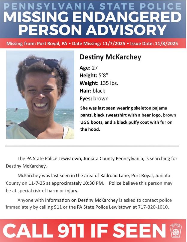 BREAKING: PSP Searching for missing Port Royal woman.

READ MORE: juniatacountyradio.com/post/breaking-…