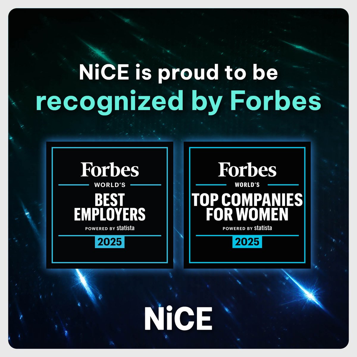 We’re thrilled to announce that <a href="/Forbes/">Forbes</a> has once again named <a href="/NICELtd/">NiCE</a> among the World’s Best Employers 2025 and World’s Top Companies for Women 2025! Discover how we’re building a NiCE world, and how you can be part of it: bit.ly/44ycB3B