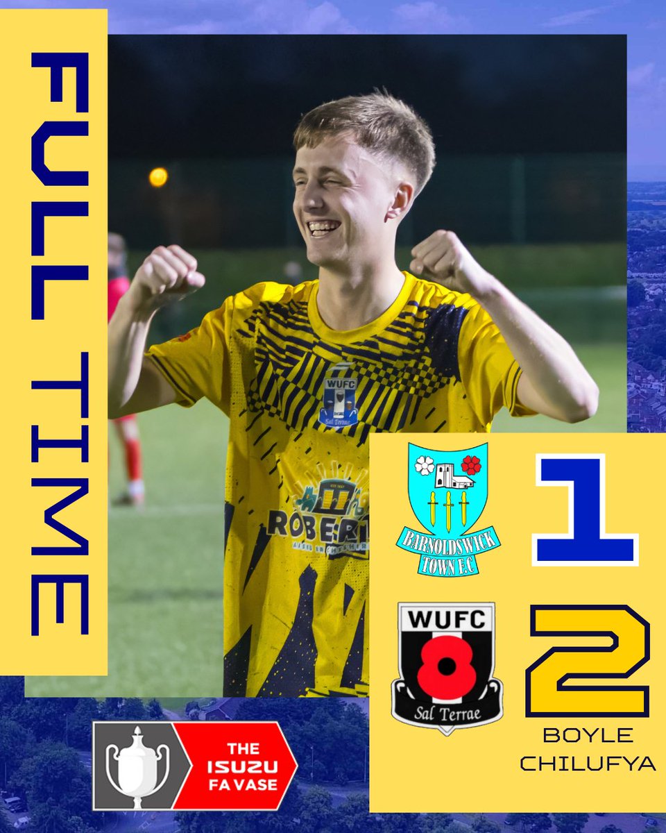 FULL TIME | 
🟦🟦 Barnoldswick Town 1️⃣
🟨🟨 Winsford United 2️⃣ 

Into the hat!  
A jubilant performance is capped off with a win!