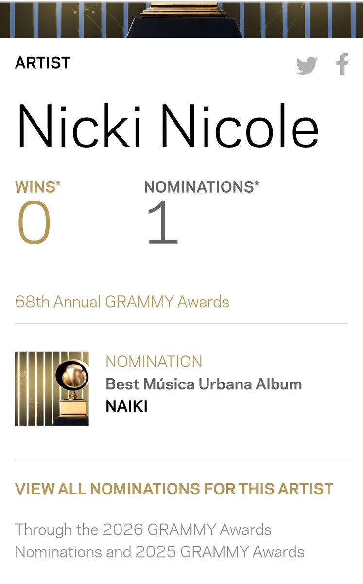 nickinicolemex's tweet photo. La nominada a los Grammys  @Nicki_Nicole19  ❤❤❤ https://t.co/l7bNp6vV4A