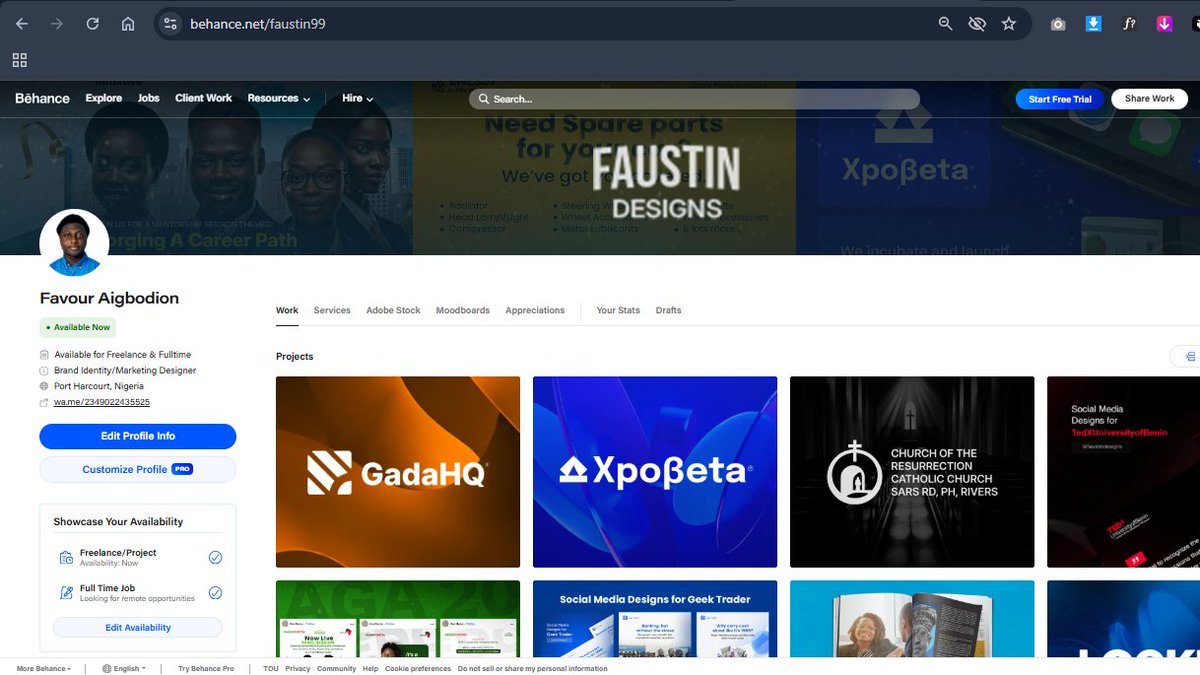 <a href="/iksly2/">Kemi</a> I’m interested in a Brand Identity Designer or Marketing Designer role, available to start immediately. Let’s connect.

Here's my portfolio: behance.net/faustin99