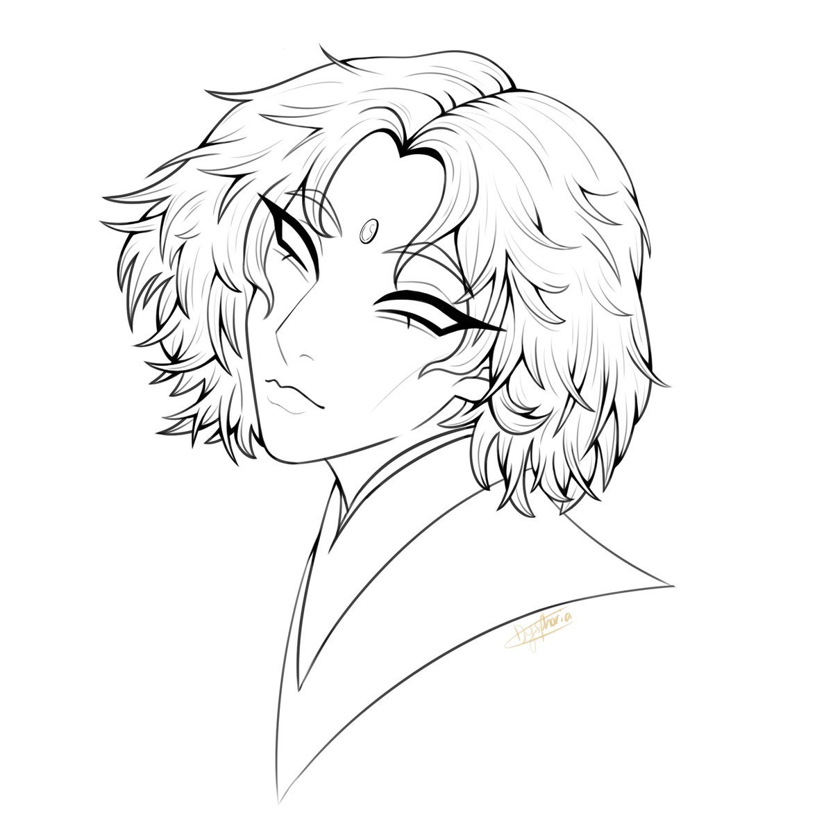 I wanted to share the lineart too because it's my first time doing the hair like this :3