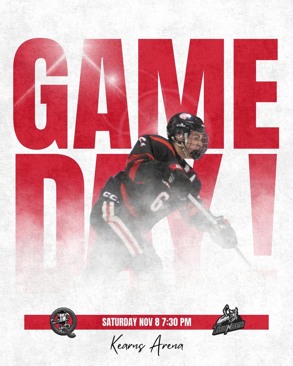 It’s GAME DAY! 

Another road trip north to Carrot River.

🕢 Puck Drop: 7:30 PM
📍 Kearns Arena

#QuakersHockey | #GameDay