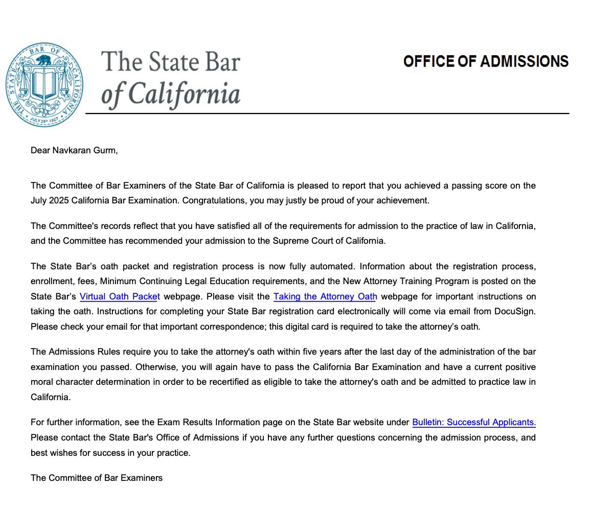 ngurm_'s tweet image. Growing up, I always knew I wanted to be an attorney. That early certainty never faded as I grew older and it deepened into a calling. 

Today, after years of relentless hard work the dream is officially real: Proud and humbled to announce that I have passed the California Bar…