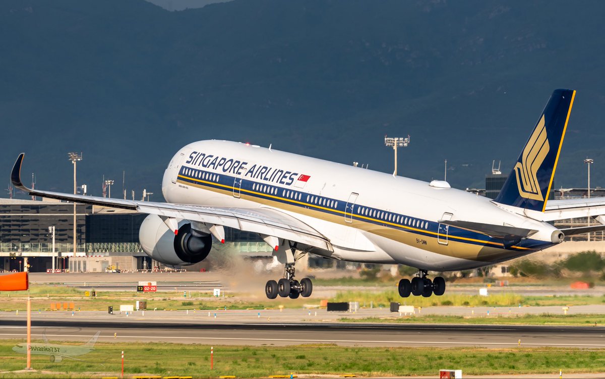 Beautiful Racoon 🦝 A350 arrives to Barcelona from Milan and Singapore on beautiful September morning :) 
#aviation #planespotting #aviones