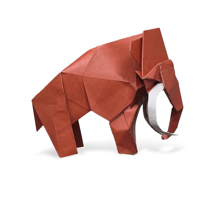 Simple woolly mammoth.

35x35cm kami
Designed&amp;folded by me
.
.
.
#origami #折り紙 #paleoart #prehistoricplaneticeage #mammoth
