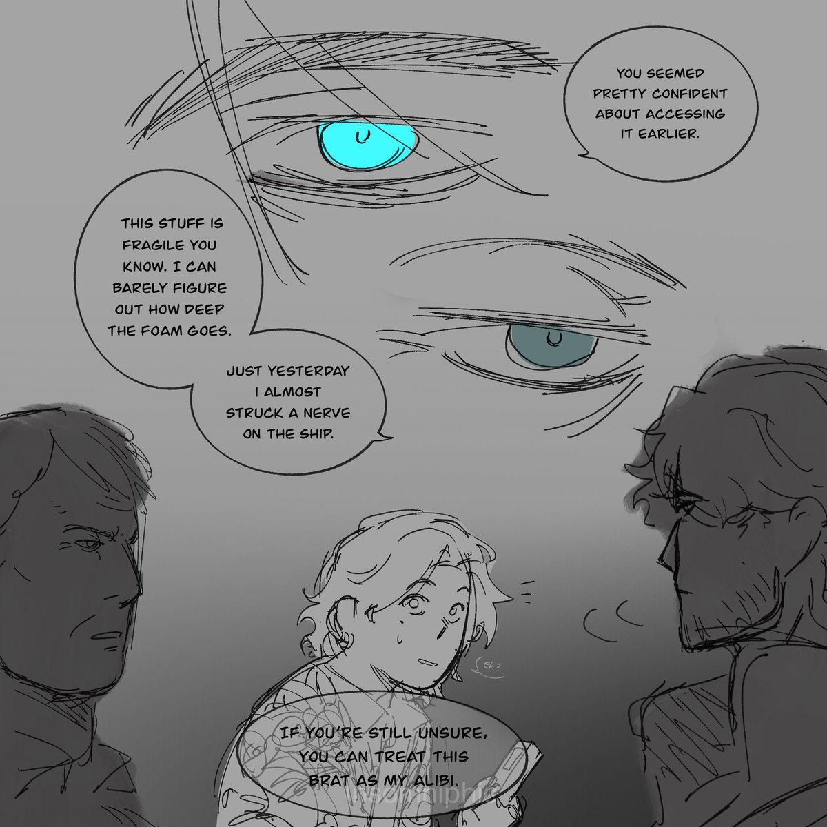 InSomniphic's tweet photo. “Full Room” || #Mouthwashing Reverse!AU Part 5

Because of Curly’s dismissive attitude towards Daisuke, he’s been clinging to Swansea even more. He still never figures out Swansea’s intentions though.

(1/2) https://t.co/GTHmSewflV