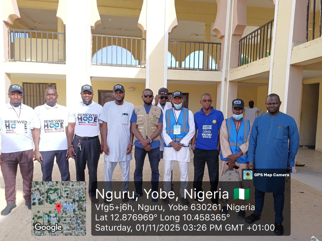 HassanPeppe's tweet photo. The Renewed Hope Medical Outreach in Nguru Local Government Area, Yobe State, organized under the MM NGU Renewed Hope Engagement in partnership with SIHA MED NIG. LTD. has successfully completed the first phase of its landmark health intervention.

The comprehensive free medical outreach program anchored on the visionary Renewed Hope Agenda of His Excellency, President Bola Ahmed Tinubu, GCFR, reinforces the incumbent administration’s commitment to strengthening Nigeria’s health system and improving the wellbeing of every citizen.

We commend the Honourable Minister of Budget and Economic Planning, Sen. Atiku Abubakar Bagudu for his exceptional support, which has been pivotal in making this impactful program a reality.

Additionally, we appreciate and commend His Excellency Governor Mai Mala Buni, CON for his continued commitment to advancing healthcare delivery across the state, making Yobe a hub for qualitative and affordable medical services. 

In alignment with these national and state priorities, Engr. Muhammad Maihaja proudly championed this initiative in Nguru LGA, ensuring its successful rollout to the benefit of thousands of residents. 

The two-day program was flagged off by His Royal Highness, the Emir of Nguru, Alh. Mai Mustapha  Ibn Mai Kyari, ably represented by the Waziri of Nguru, Alh. Muhammadu Aminami. 

Represented during the flag-off by, Muhammad Yusuf Maihaja, Engr Muhammad Mustapha Maihaja, a young philanthropist proud son of Nguru Local Government reaffirmed the outreach’s dedication to advancing this administration’s objectives in the healthcare sector. 

The first phase recorded over 1,500 beneficiaries, who received a wide range of free healthcare interventions including:
- Medical consultations
- Checking of Blood pressure and blood sugar levels. 
- Rapid diagnostic tests
- Distribution of essential medicines
- Hygiene and dignity kits for women and children. 
- Nutritional support for vulnerable groups
- Health education and counseling
- Provision of insecticide-treated mosquito nets
- Refreshments for patients and volunteers. 
- Advocacy visits within the community. 

Other dignitaries present at the occasion include, Nguru LG Chairman Alh. Muhammad Mairami, represenred by the Supervisory Councillor on Health, Hon. Musa Bulama, the APC Party Chairman of Nguru, Alh. Talba Kachallah, the Chief Imam of Nguru LG amongst others. 

With a target of 5,000 beneficiaries across four phases, this stands as the largest youth-sponsored medical outreach in Yobe State, a testimony to the power of patriotic service and social responsibility.

With phase one successfully completed, preparations are already underway to extend these medical services to more communities in the coming weeks, sustaining hope, saving lives, and strengthening health for all.
