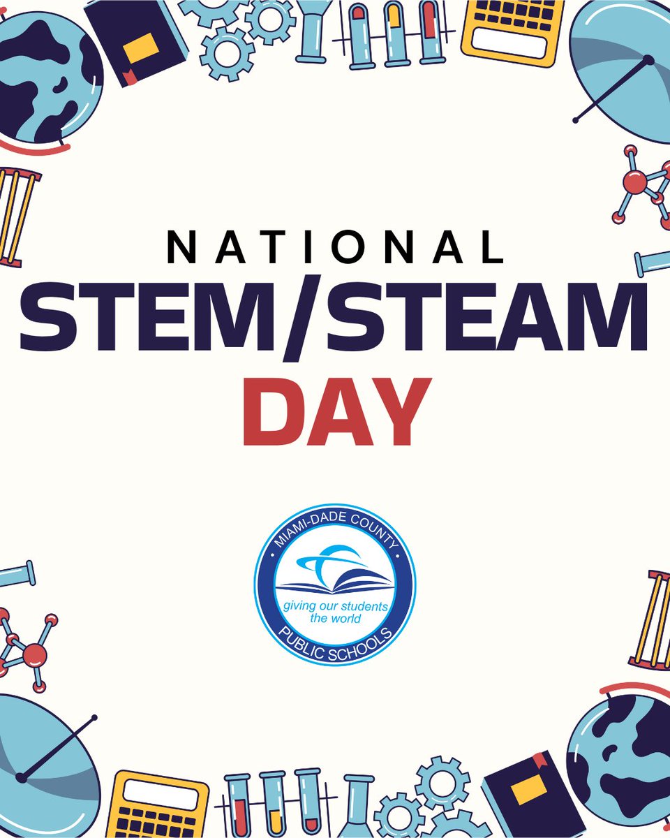 MDCPS's tweet image. Innovation starts in our classrooms. On National STEM/STEAM Day, we’re celebrating the hands-on learning experiences that spark curiosity and prepare students to lead in science, technology, engineering, art, and math. Every experiment, design, and discovery moves them closer to…