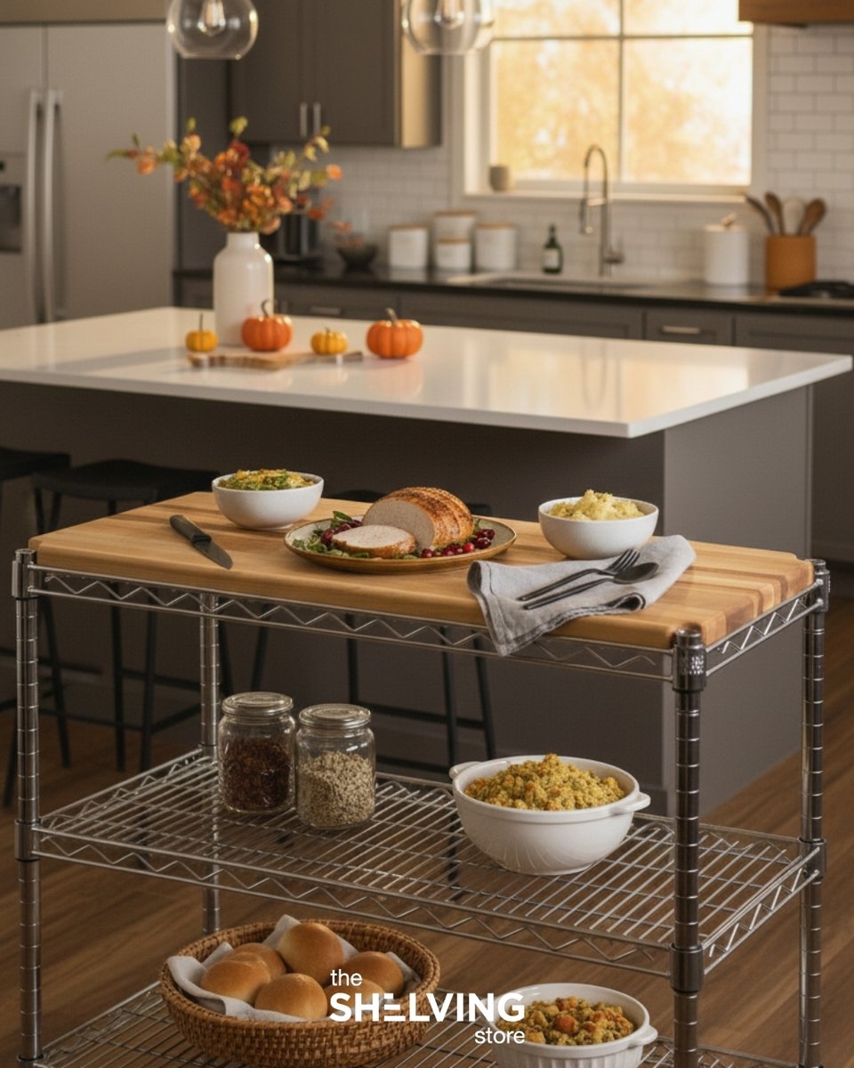 _ShelvingStore's tweet image. Slicing and dicing your way to the perfect Thanksgiving! Our Kitchen Island, topped with a beautiful butcher block, is the ultimate food prep station.
#ThanksgivingPrep #KitchenIsland #ButcherBlock