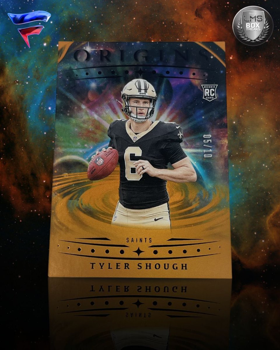 BoxLms's tweet photo. 🚀 Straight outta the cosmos! 🌌
This Tyler Shough Origins Gold /10 is an interstellar rookie hit! 💫
Only 10 in existence — and we just pulled one! 🔥
#LMSBoxBreaks #FanaticsLive #OriginsFootball #RookieCard #GoldParallel #SaintsNation #CardCollectors https://t.co/PST6Ne7cFE