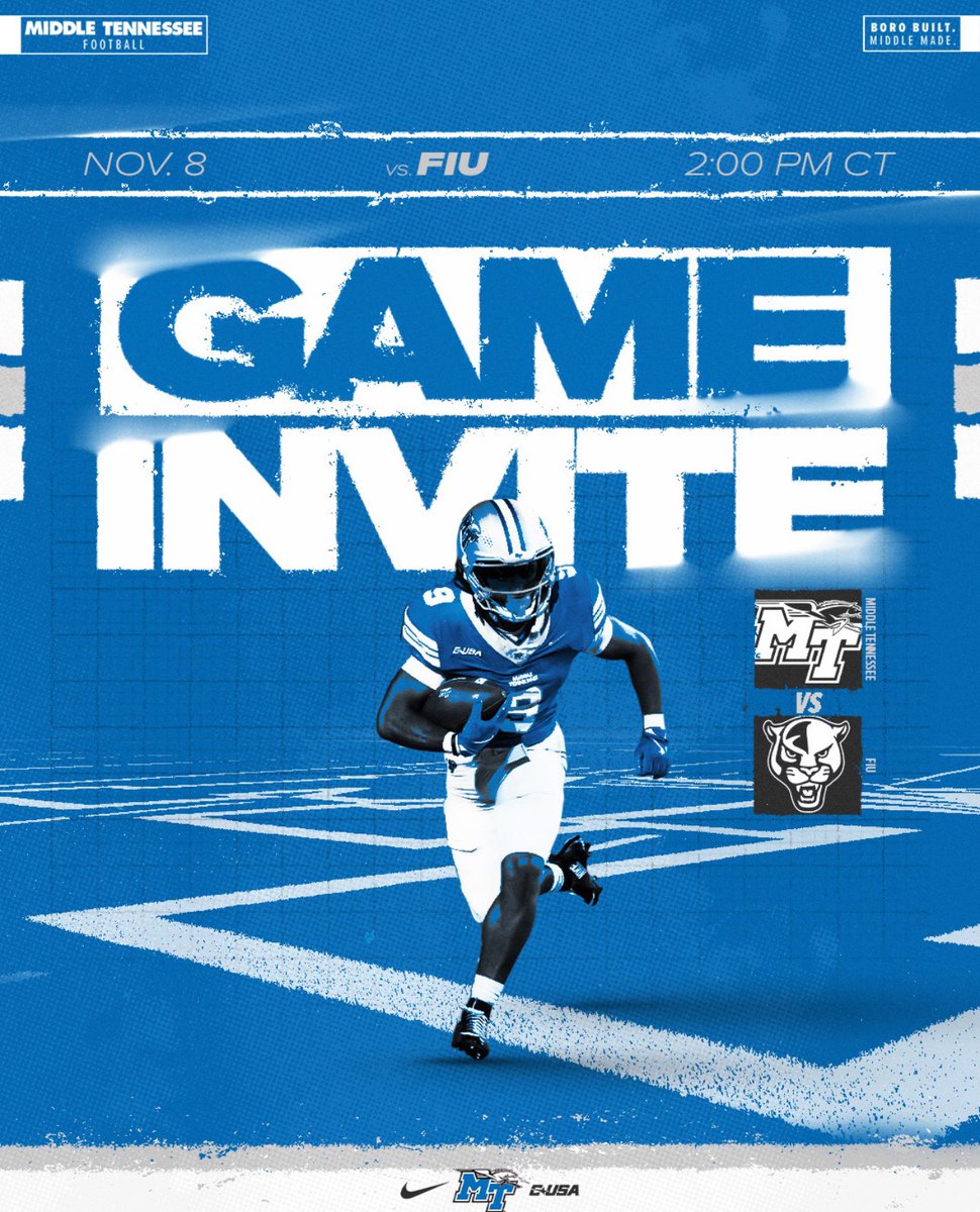 I will be in attendance at <a href="/MTFB_Recruiting/">Middle Tennessee Football Recruiting</a> for their game against <a href="/FIUFootball/">FIU Football</a> <a href="/VanSpence10/">Van Spence</a> <a href="/EPHSRecruiting/">EPHSRecruitsFB</a> <a href="/LandanYount/">Landan Yount</a> <a href="/PrepRedzone/">Prep Redzone 🏈</a> <a href="/RustyMansell_/">Rusty Mansell</a> <a href="/NwGaFootball/">NwGa Football</a>