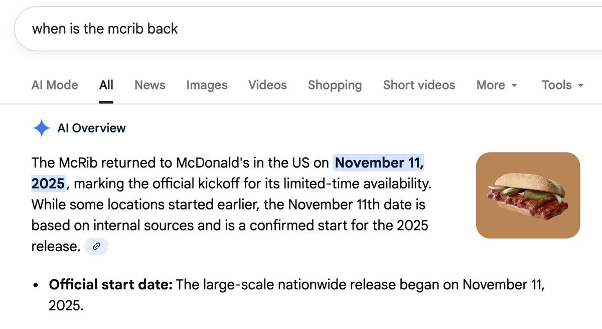 MonkeyCharts's tweet photo. The McRib is back, November 11th

Gentleman, start your engines. https://t.co/EacepHQUWN