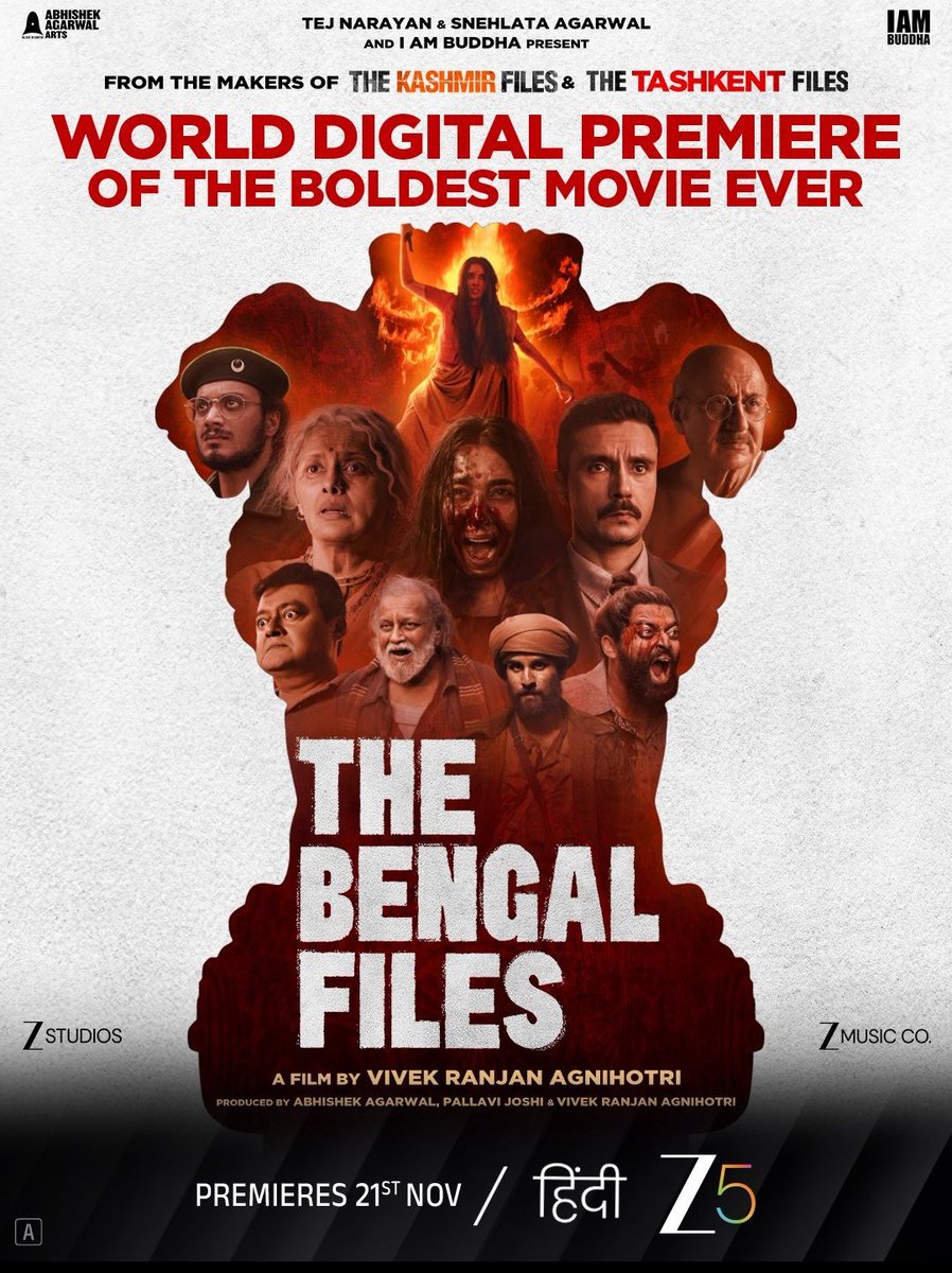 gillboy23's tweet photo. Hindi Movie #TheBengalFiles will Premieres on 21st November 2025 on #ZEE5
Directed By - @vivekagnihotri
Starring - #MithunChakraborty | #DarshanKumar | #SimratKaur | #AnupamKher | #SaswataChatterjee | #PuneetIssar | #SouravDas | #PallaviJoshi https://t.co/Dpin1PblXp