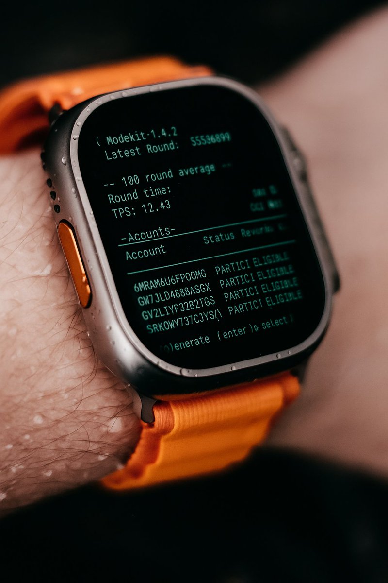 Algorand's pure proof of stake to Pure Proof‑of‑Wrist? <a href="/Algorand/">Algorand Technologies</a> moved my validator node onto the Apple Watch Ultra 3? Stake &amp; Shake your $Algo, help secure the network + collect rewards while walking, the blockchain TPS go up?
#AppleWatchUltra #CryptoInnovation