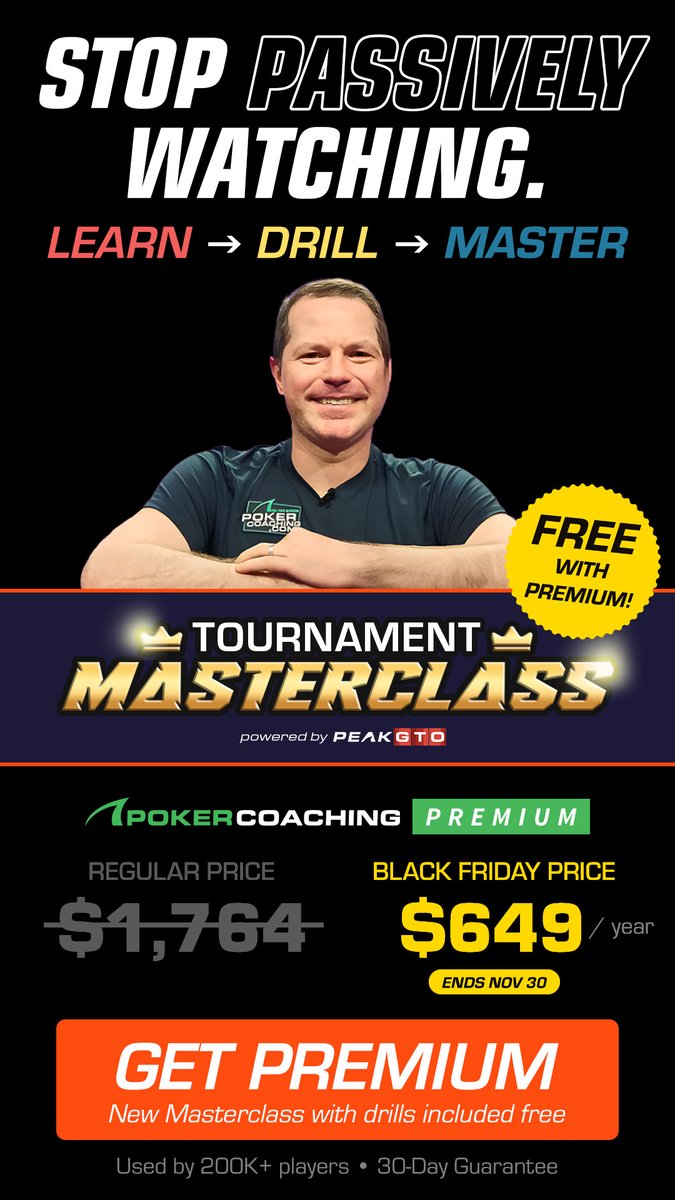 📢 <a href="/PokerCoaching_/">PokerCoaching.com</a>'s EARLY BLACK FRIDAY SALE IS ON NOW! 🥳
🔗 Link: bit.ly/4qSGXZg
👉 Check out <a href="/JonathanLittle/">Jonathan Little</a>'s Tournament Masterclass powered by @PeakGTO! 📈
♠️♥️♣️♦️
#PokerLifeMedia