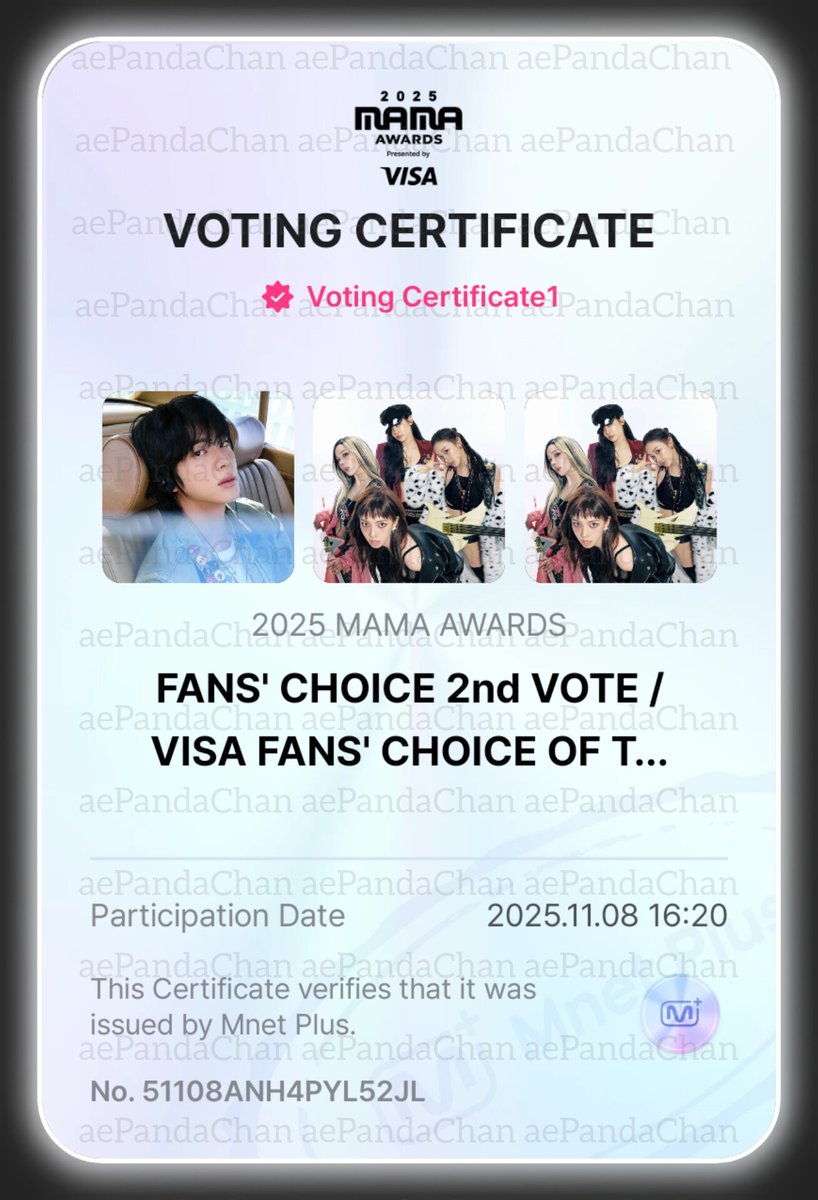 aePandaChan's tweet photo. @aespaintlvote D10 

I vote #aespa for Fans’ Choice Female #2025MAMAVOTE https://t.co/ybJ3N68MI9