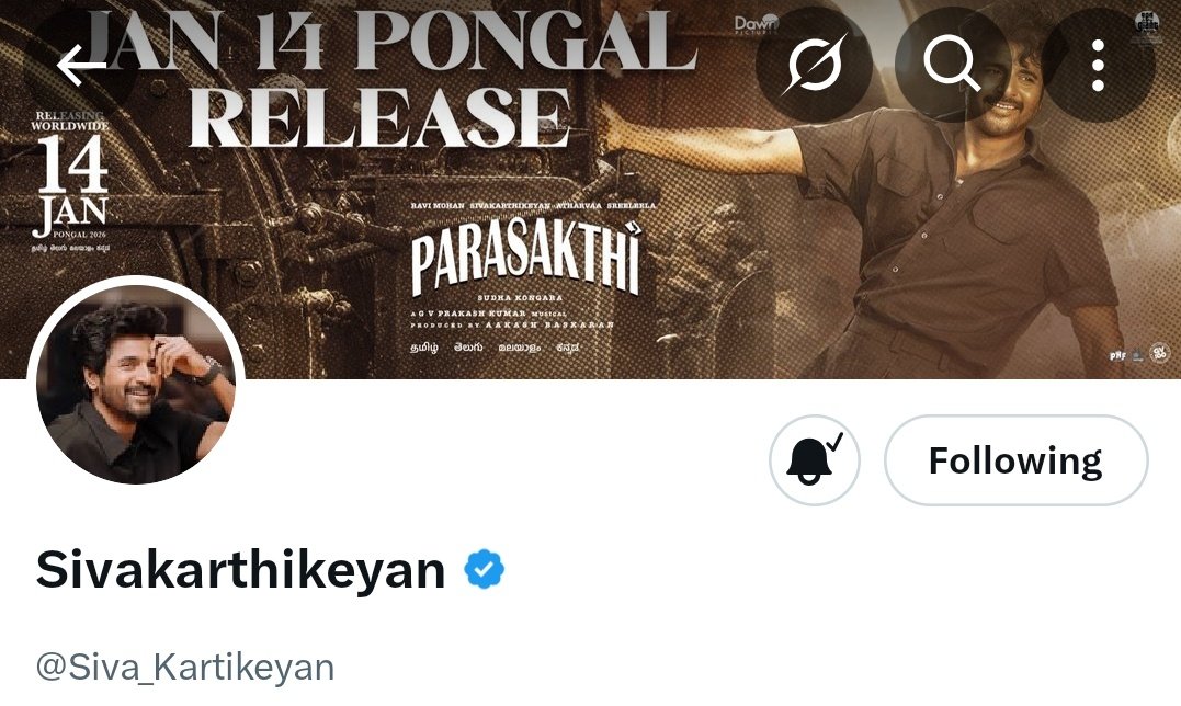 SK_Trends's tweet image. Our KING @Siva_Kartikeyan annan updated his @X cover pic 💥

#Parasakthi #ParasakthiPongal