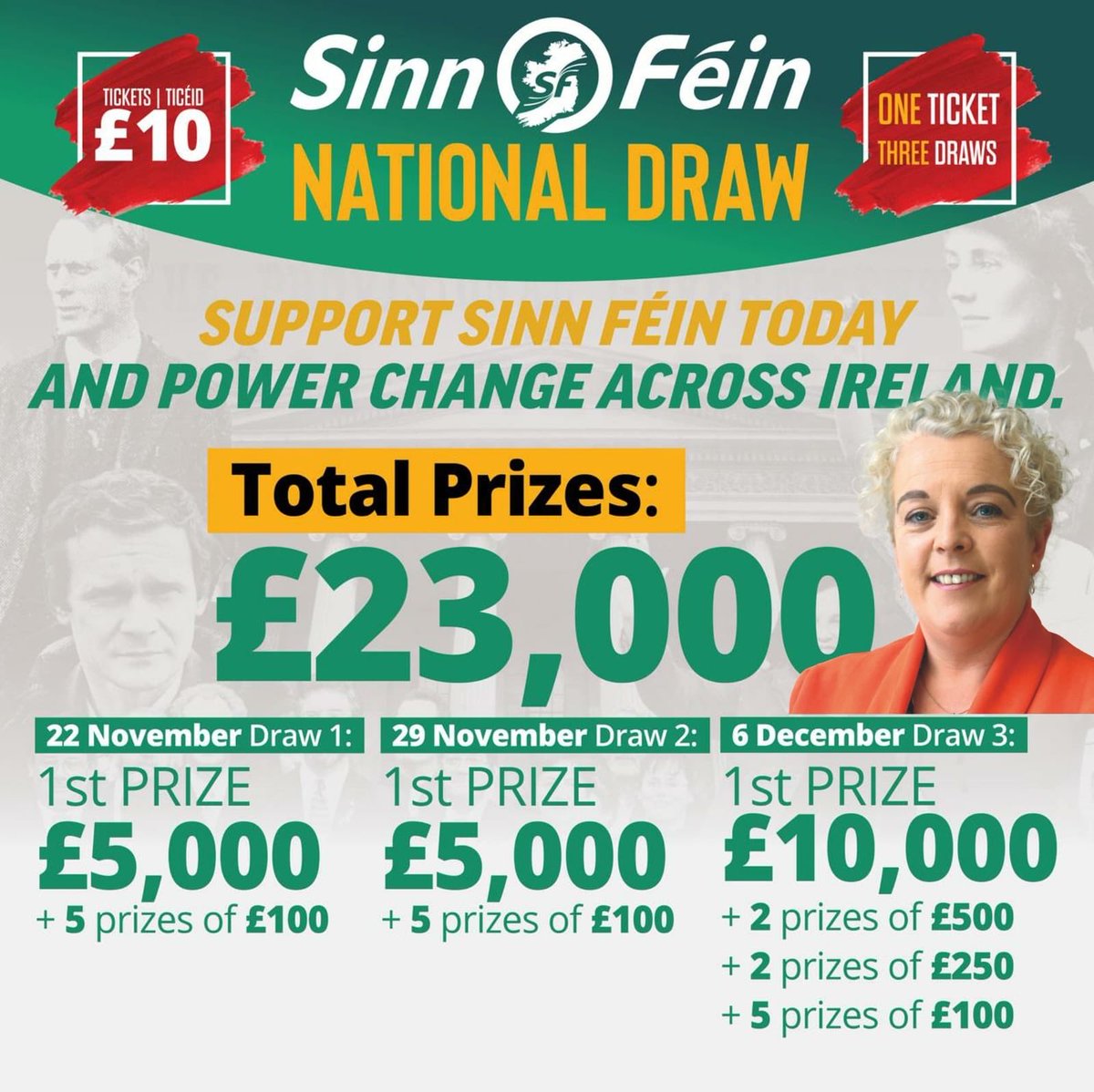 💚 Support Sinn Féin and be in to win! The National Draw 2025 is nearly here — only 2 weeks left until the first draw and tickets are just £10 each.
Contact me or any Sinn Féin rep before it’s too late! 🎟️🇮🇪

⁦<a href="/southantrimsf/">South Antrim SF</a>⁩