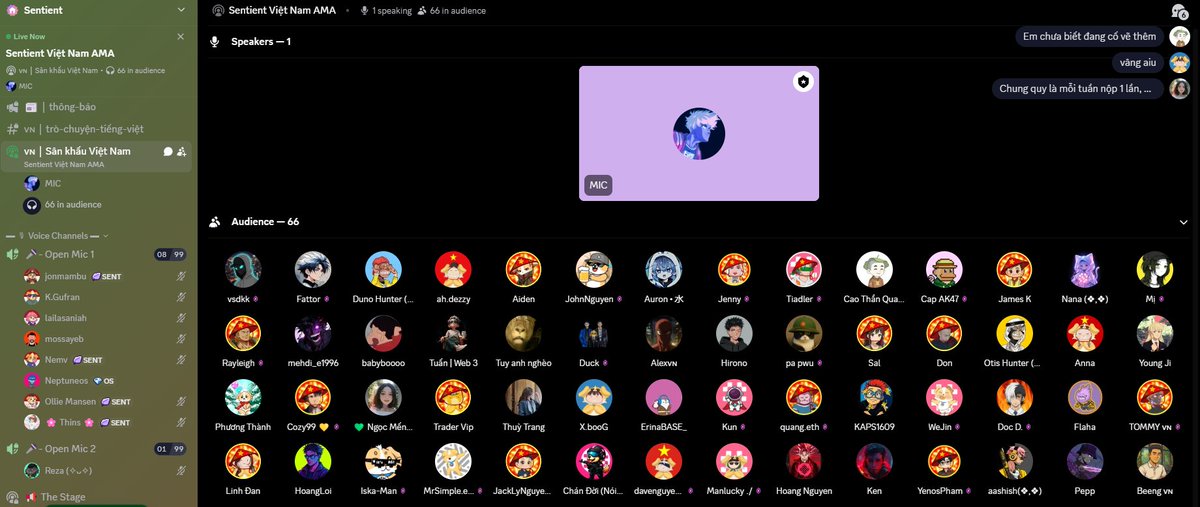 🎤 WEEKLY AMA — <a href="/SentientAGI_vn/">Sentient Việt Nam</a>  🇻🇳

Let chill and catch up on what been happening in the SentientAGI Vietnam community this week 💬

Hang out, share updates, and have some fun together!

🕗 Time: 20:00 | Nov 8th, 2025
📍 Place: 🇻🇳 | Vietnam Stage

Join us and answer with