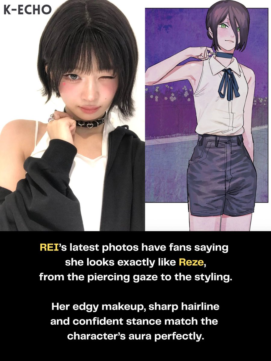 k_echomedia's tweet photo. Rei or Reze? 🧐

Rei’s short hair.
Reze vibes.
Same energy 🔥

#IVE #REI #ChainsawMan #Reze #아이브 #레이 https://t.co/EsJATJ7c7u