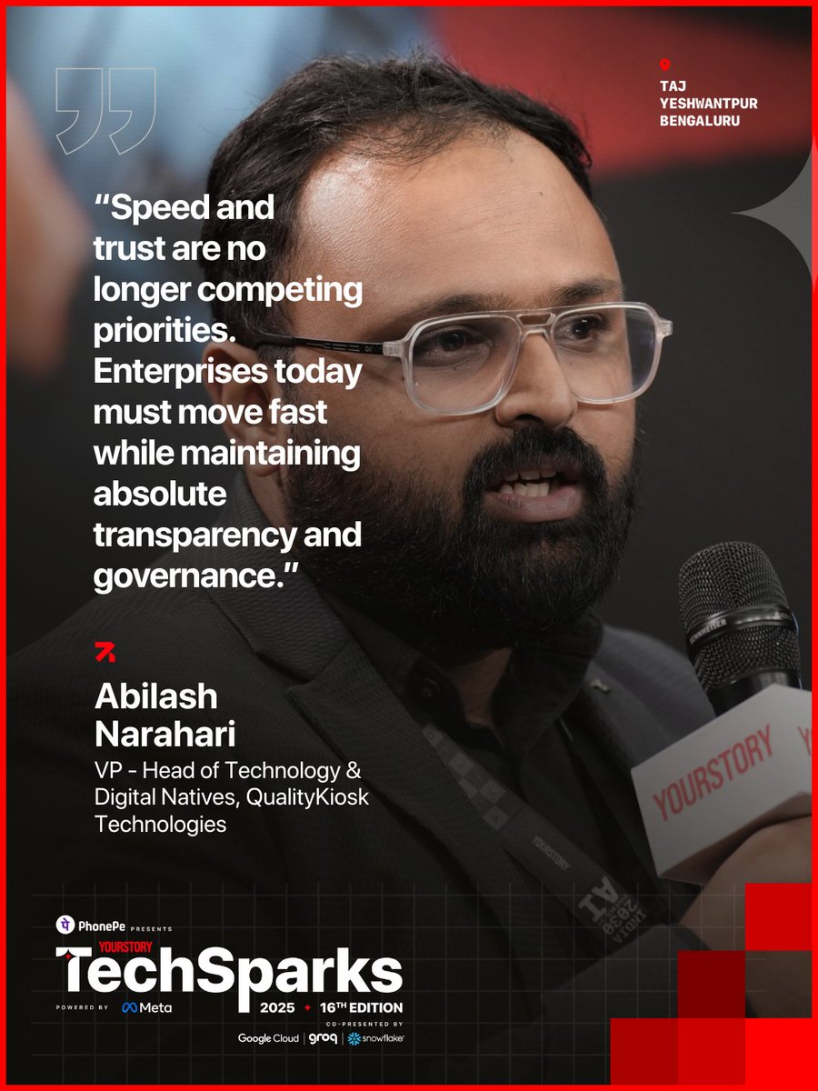 _TechSparks's tweet image. At #TechSparks2025, Abilash Narahari, VP at @QualityKiosk_, said the next phase of enterprise AI will blend speed with trust—embedding governance and accountability to ensure responsible innovation.

@YourStoryCo