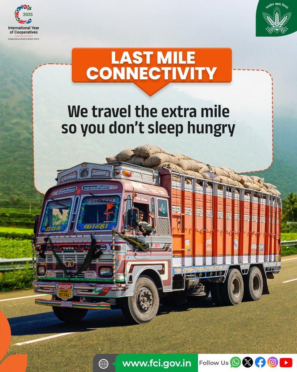 Day and night, countless efforts take place across the nation — from procurement to storage and distribution — to ensure that every household has food on its plate.

#LastMileConnectivity #FoodForAll