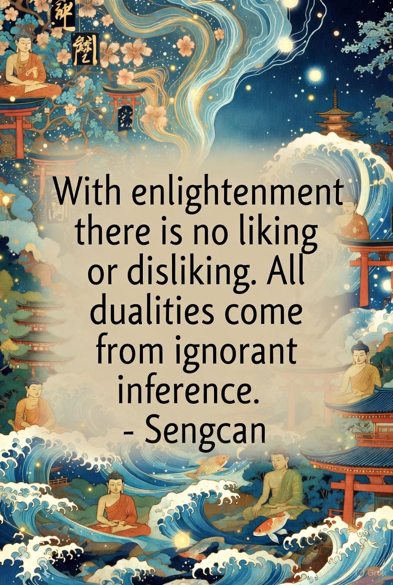 CallsToMind's tweet photo. With enlightenment there is no liking or disliking.
All dualities come from ignorant inference.
- Sengcan
#sunyata #middleway #middlepath #enlightenment #awakening #mushin #spiritualawakening #dual #nondual #consciousness #zen #oneness #spiritualawareness #spiritualbliss #spiritual #mindfulness #chan #sengcan #sengtsan #buddhistwisdom #buddhasteachings #spiritualjourney #duality #dualism #spiritualwisdom #nonduality #nirvana #buddhism #dualities #nondualism #enlightenmentpath #emptiness #insightmeditation #vipassana #enlightenmentjourney #satori #meditation #kensho #relativity #callstomind