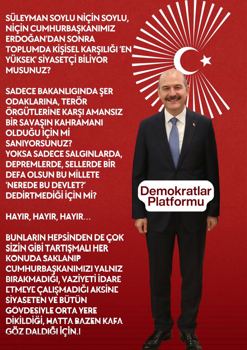 Süleyman Soylu
<a href="/suleymansoylu/">Süleyman Soylu</a>
<a href="/harunhnz/">Harun Hınız 🇹🇷</a> 
<a href="/salihkuyan/">Salih Kuyan</a> 
<a href="/keremkuturman/">Kerem Kuturman</a> 
<a href="/alifeyizoglu61/">Ali Feyizoğlu</a> 
<a href="/halim_yuceturk/">Halim YÜCETÜRK 🇹🇷</a> 
<a href="/TohmaGuler/">Güler 🇹🇷</a> 
<a href="/fatmayilmazh/">Fatma Yılmaz</a> 
<a href="/senayhnz/">Şenay Hınız</a> 
<a href="/ykilicer/">Av.Yurdal Kılıçer</a> 
<a href="/murad_kafadar/">Murad Kafadar</a>
<a href="/Ayla97420709/">ZÜLEYHA ÇAĞLAYAN</a>
<a href="/MuratZSOLAK/">Murat Zeki SOLAK</a>
<a href="/GuneserErdogan/">Erdogan Güneşer</a> 
<a href="/ErdalAltunkaya/">Erdal Altunkaya</a>
<a href="/MimHaticeOzturk/">Mimar Hatice Öztürk</a> 
<a href="/AbidinYetim/">Abidin Yetim</a>
<a href="/fatmayilmazh/">Fatma Yılmaz</a>