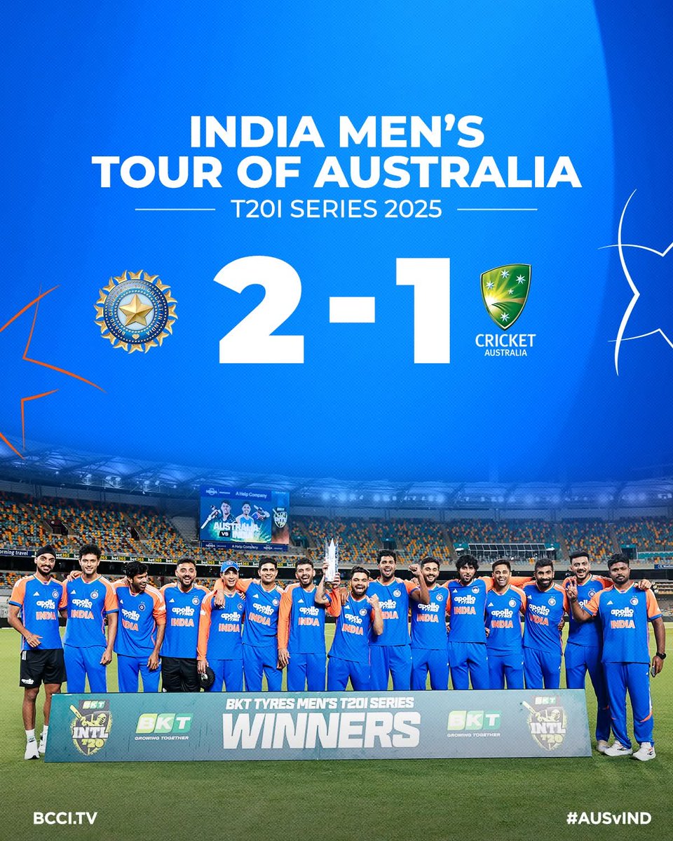 APURBAGHORUI6's tweet image. 𝙒.𝙄.𝙉.𝙉.𝙀.𝙍.𝙎 🏆
Congratulations #TeamIndia on winning the 5⃣-match T20I series in Australia. 🇮🇳
#AUSvIND