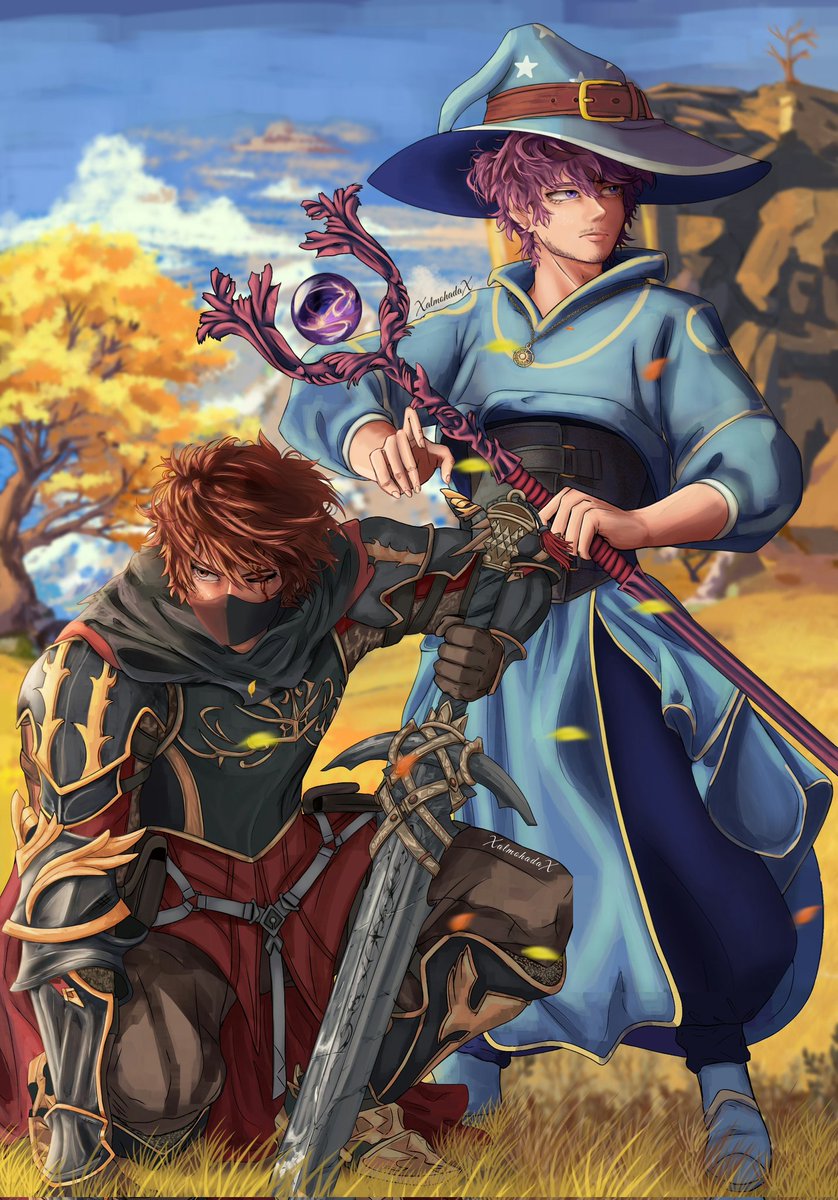 A. (Pre-corrupted)/wbds: Deberíamos investigar este lugar y estar siempre atentos a cualquier cosa. 
______⌛️______
D. (Pasado)/wbds: Claro, no sabemos qué peligros nos depara esta vez. 
#InvertedRolesAu #aquinomaniac #DuxoMago #aquinofanart #duxofanart #WbnsxMc