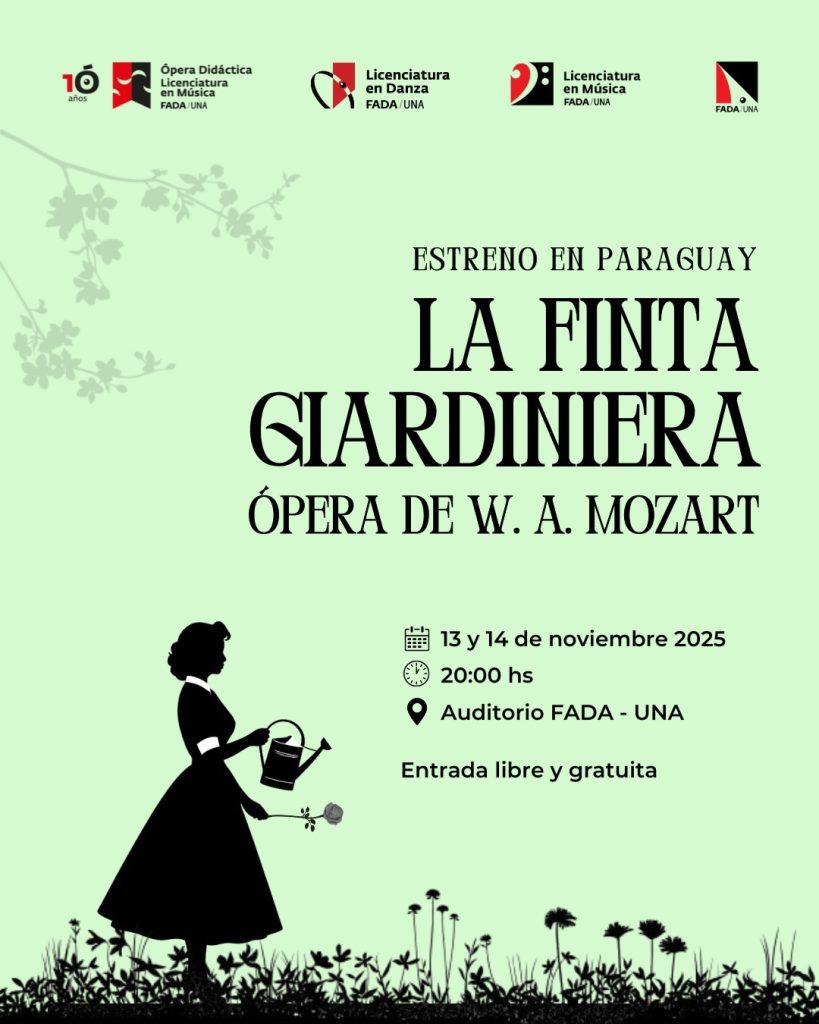 ParaguayTVHD's tweet photo. Los próximos días 13 y 14 de noviembre se realizará la presentación, estreno absoluto en Paraguay, de la Ópera buffa La Finta Giardiniera (La falsa jardinera) de W. A. Mozart, en el auditorio de la Facultad de Arquitectura de la Universidad Nac de Asunción
https://t.co/XKQ0aCXAM1 https://t.co/tCyFu9i6RQ