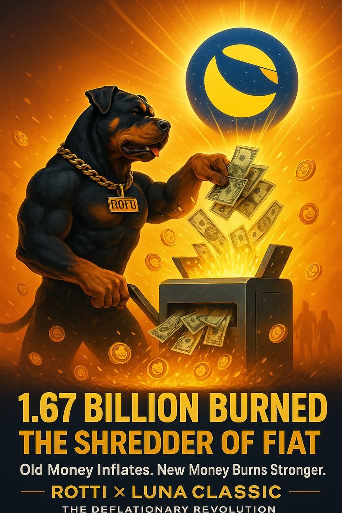 LuncRotti's tweet image. 1.67 BILLION #Rotti burned. 🔥

No tax. No fees. No minting.
Just holders choosing deflation over inflation.

While the old money inflates,
$Rotti burns itself stronger.

This is the foundation of private money. 🌕💫

#Lunc #Terra #Juris @Mike_11789 #FUN #Grdx #Crypto #memecoin
.