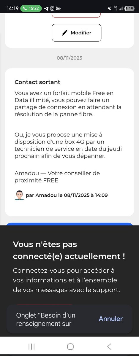 PatteMaxence's tweet photo. @Freebox je n'ai plus internet et pas de technicien avant le 17 novembre ? Pouvez-vous m'aider à régler ce problème plus vite svp. @Orange_France il me faudrait combien de temps pour prendre un abonnement fibre chez vous et avoir tout d'installé ? https://t.co/Hlte4mzPle