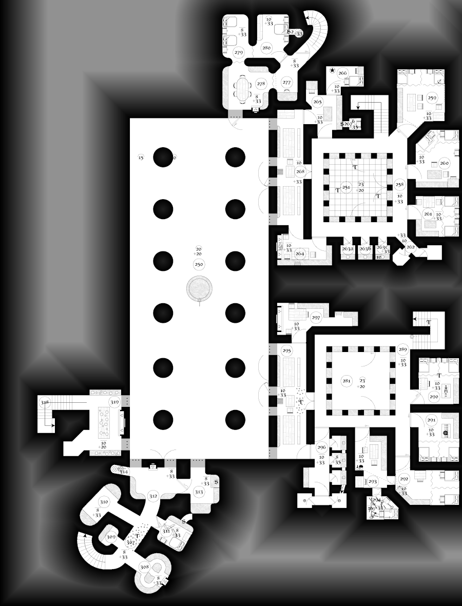 ZathrasAdventur's tweet image. #dungeon25 #Day319 A large fireplace sits between two low windows overlooking the hall. A cluttered rotten table covered in food stains and mold sits lengthwise before the fireplace. The mess of dishes extends to the counters on either side of the room. zathras.wikidot.com/dailydungeon