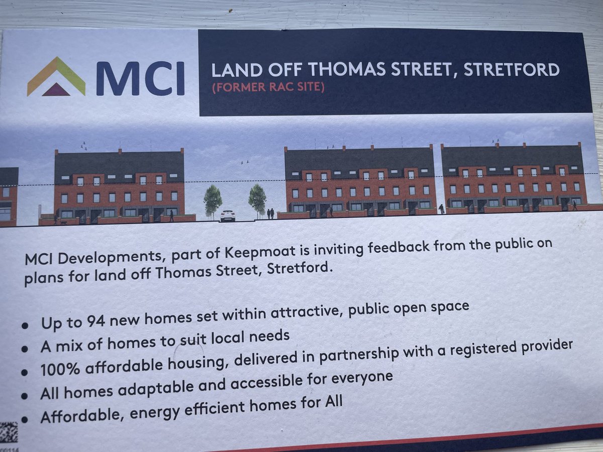 Gorse Hill residents received leaflets on the MCI development at the former RAC building, Thomas Street.

The company were unaware residents couldn’t complete the consultation — I’ve now raised this directly.

Local voices must be heard. Communities deserve a fair say.