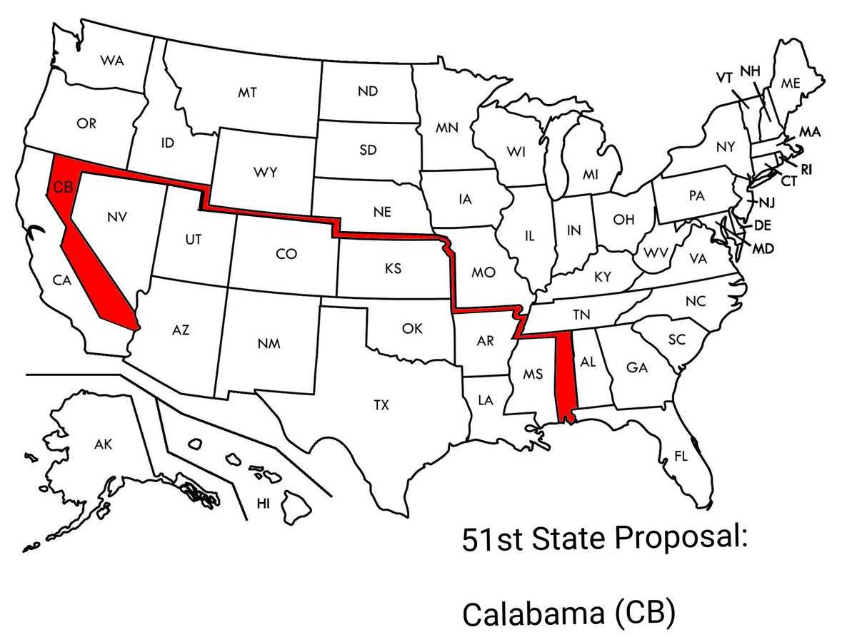 TerribleMaps's tweet image. Proposal for a 51st state: Calabama

by u/PropaneMembrane