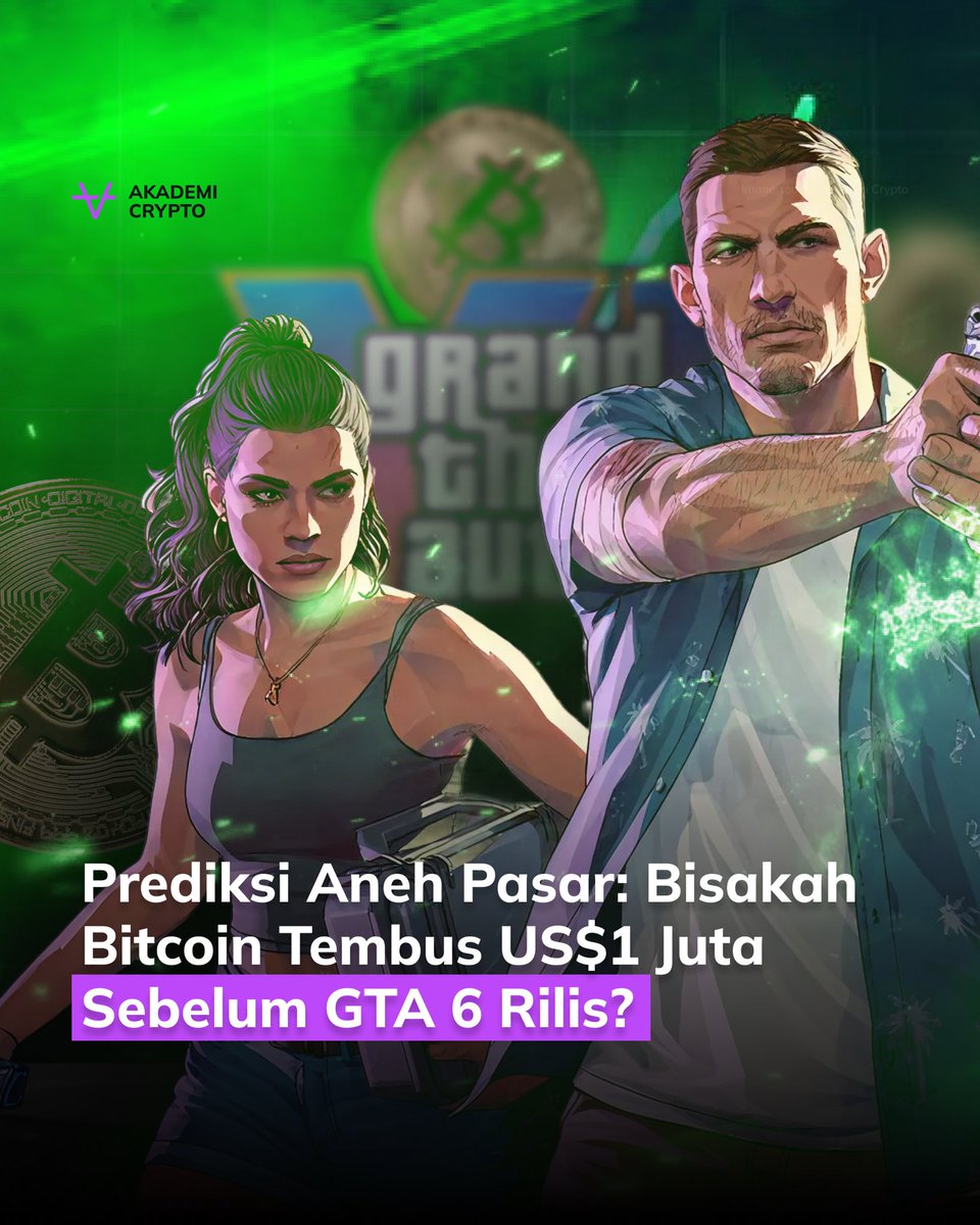Platform prediksi Polymarket memperkirakan ada peluang 48% BTC tembus US$1  juta sebelum GTA 6 resmi rilis tahun depan.
