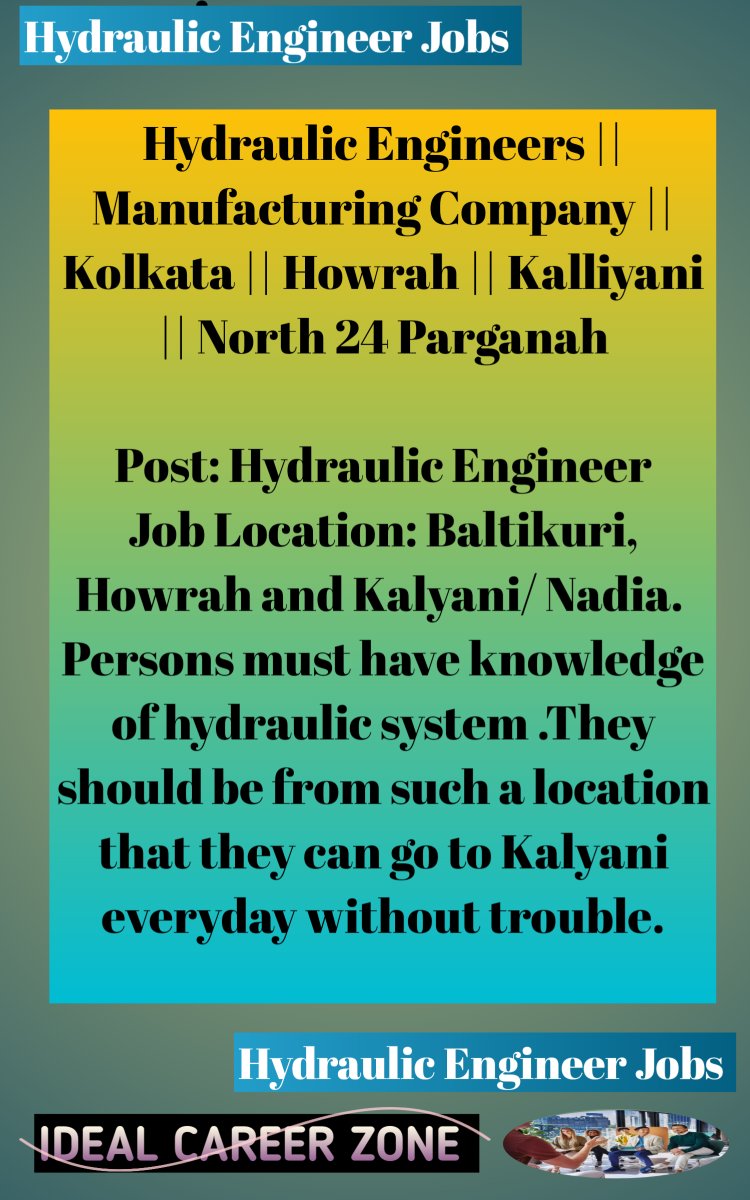 irshadisc's tweet image. Hydraulic Engineers || Manufacturing Company
youtu.be/yNDqChoozxw
#HydraulicEngineer, #MarketingManger, #MechanicalEngineers, #ElectricalEngineers, #QualityEngineer, #AutoCadDesigner, #Chemist, #Metallurgist, #Eastplaned, #Kolkata, #Salkiya, #Howrah, #Kalliyani, #Nadia,