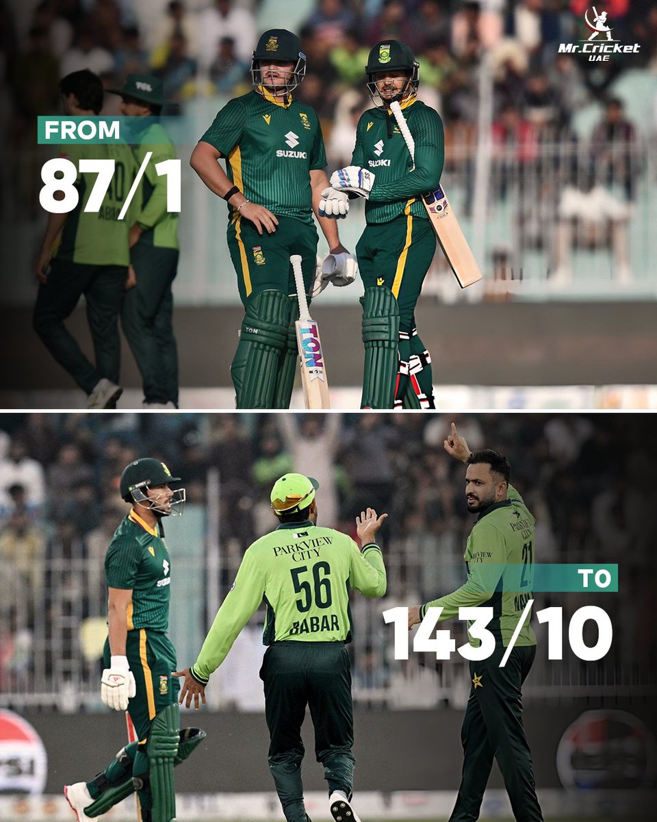 mrcricketuae's tweet image. A dramatic South African collapse in the series decider.

#PAKvsSA #ODI