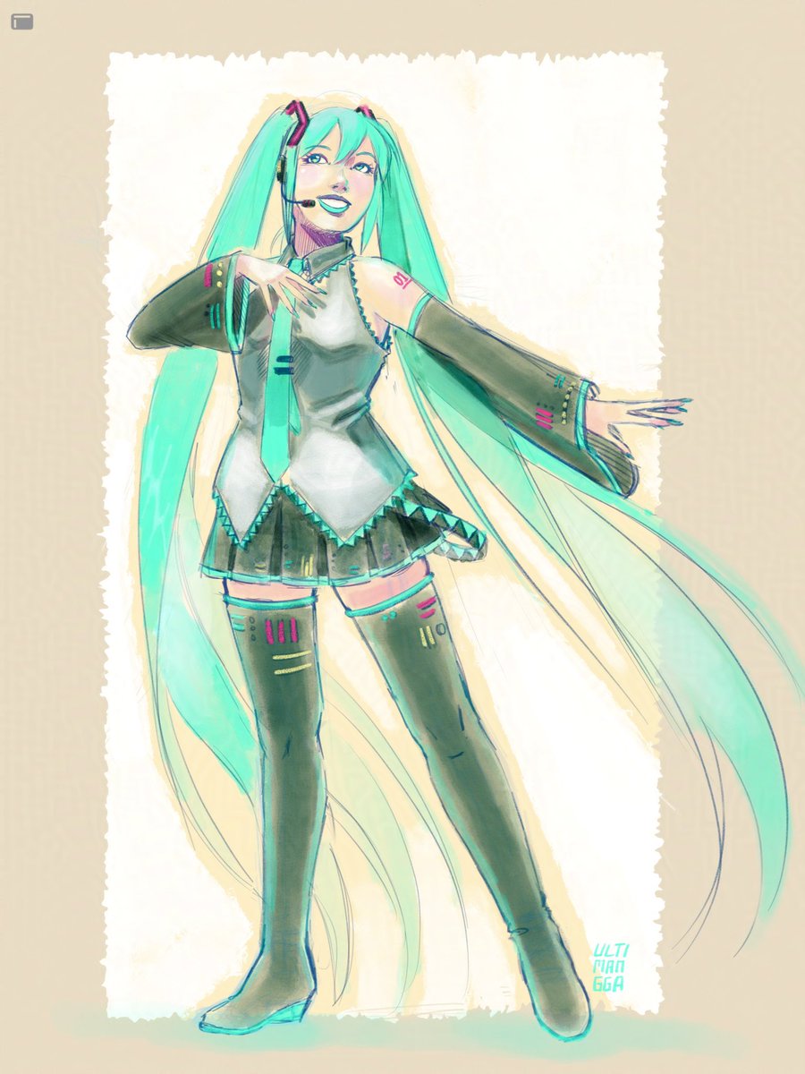 ultimangga's tweet photo. Practice but it’s Kraft paper Miku https://t.co/b1l0TaXkXg