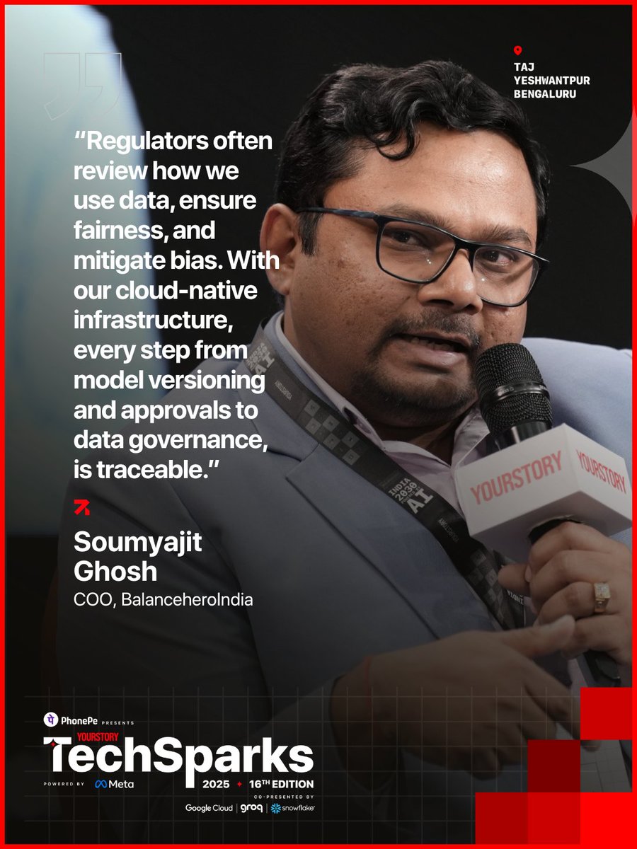 _TechSparks's tweet image. At #TechSparks2025, Soumyajit Ghosh, COO of Balancehero India, shared how AI-powered real-time underwriting is transforming small-ticket lending—and why closing the talent gap needs stronger industry–academia collaboration.

@YourStoryCo
