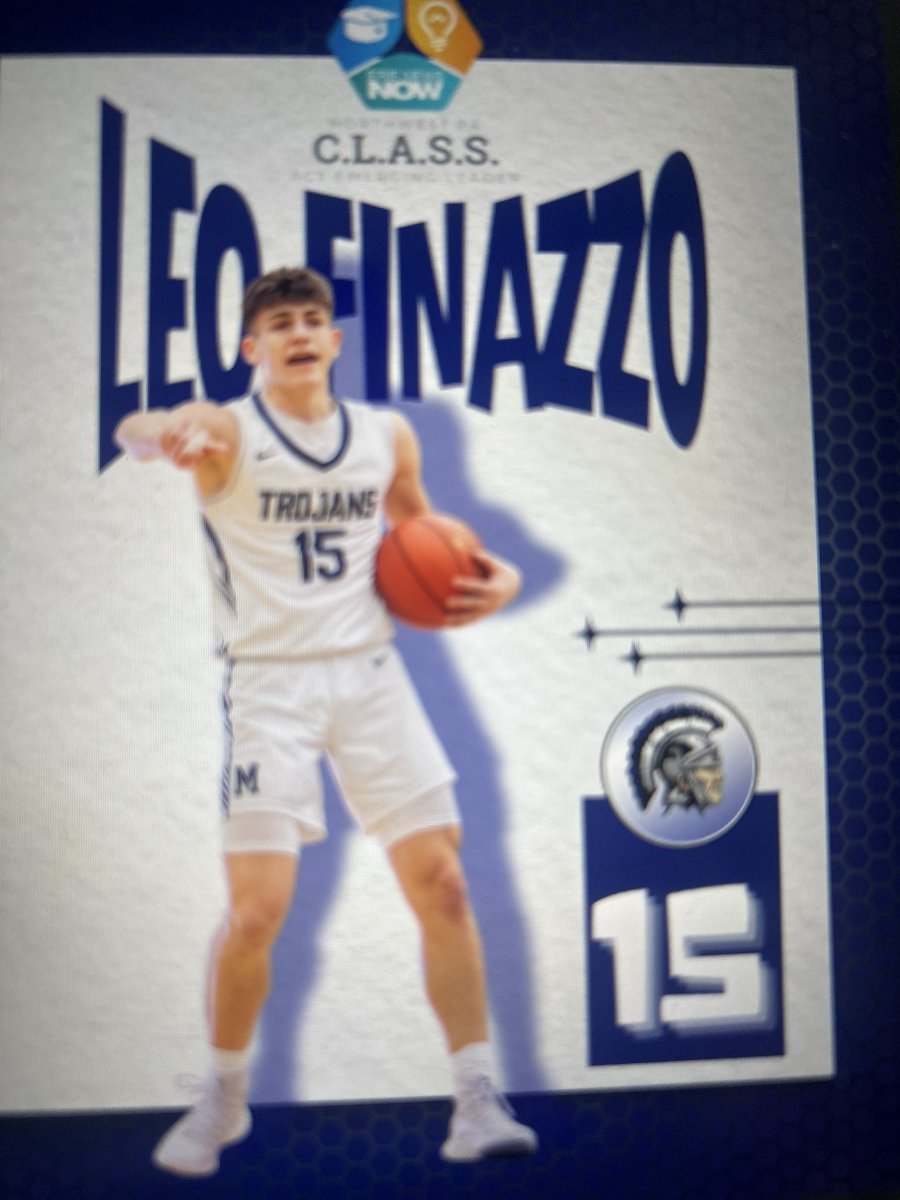 mcdbasketball's tweet photo. 🎉 Congratulations, Leo Finazzo! We are Ⓜ️Trojan Proud to celebrate #15 Leo Finazzo, for being recognized as a Northwest PA C.L.A.S.S. Act Emerging Leader! 🌟⚪️ 🔵🏀 #ClassActLeader #RespectTheBrand #NeverSatisfied #AllIn #PVO #TrojanLand #EmergingLeader https://t.co/YA3hXn9F39