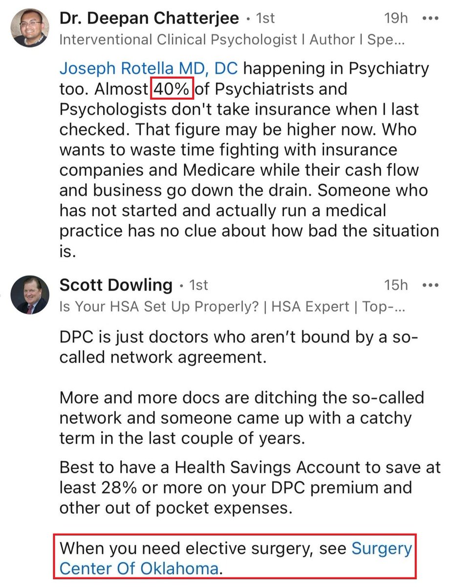 Direct-to-patient care is happening in psychiatry, surgery, and other specialties.

h/t <a href="/DrDeepChat007/">Dr Deepan Chatterjee</a> <a href="/scottwdowling/">Scott W. Dowling</a> <a href="/SurgeryCenterOK/">Surgery Center of OK</a>