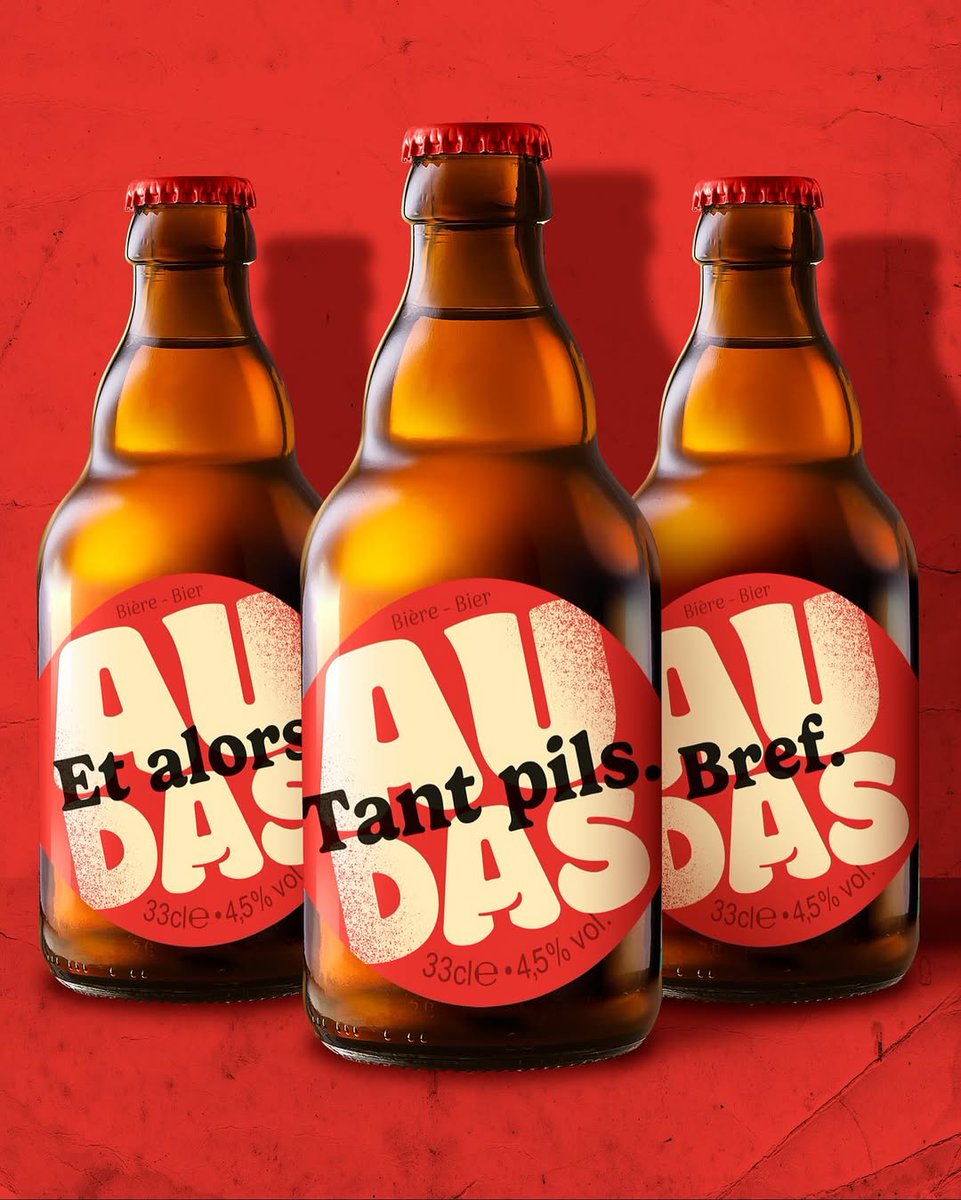 PENTAWARDS's tweet image. Quatre Mains&apos; #packagingdesign for Audas is bold and full of character. The oversized typography and colour contrast command attention, while the round label and compact bottle shape give it a confident, contemporary feel. #DailyDesignInspiration