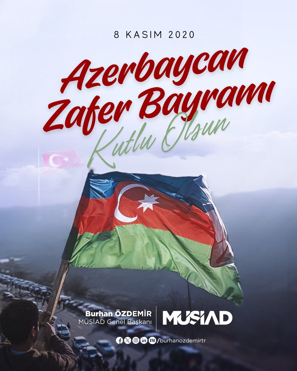 Karabağ Zaferi'nin sene-i devriyesinde, bu zafer uğruna canlarını feda eden Azerbaycan askerlerini, gazi olan kardeşlerimizi ve tarihi yeniden yazan tüm kahramanlarımızı rahmet, minnet ve saygıyla yâd ediyorum.

Rabbim devletlerimizi ve kardeşliğimizi payidar kılsın.