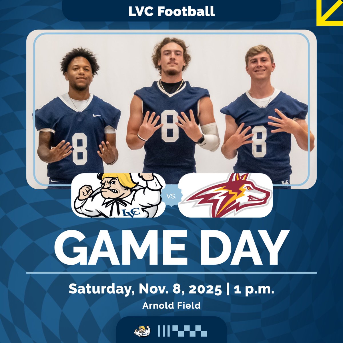 LVCathletics's tweet photo. 🏈GAMEDAY!🏈
It’s #lvcfb Senior Day at Arnold Field and the energy is ELECTRIC!
Let’s pack the stands, bring the noise, and send our seniors out in style!
📊https://t.co/DZJNbDlMhk
📹https://t.co/WNCZMRzzIj
📻https://t.co/9flxl9k9qE
📄https://t.co/8swvKDCb5D
#GoDutchmen https://t.co/2K8FBZSWgS