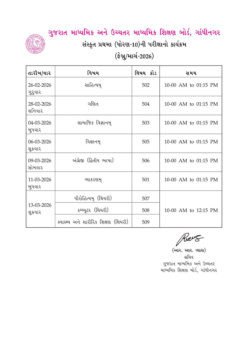 our_rajkot's tweet image. ધોરણ 10-12 બોર્ડ પરીક્ષાનું ટાઈમ ટેબલ જાહેર

#Ourrajkot #Gujarat #student #Exam